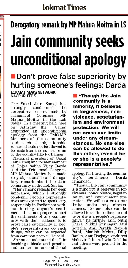 Jain community seeks unconditional apology