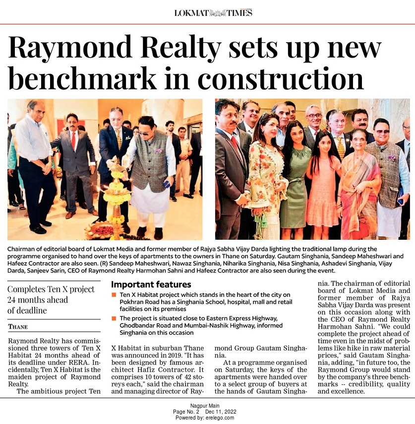 Raymond Realty sets up new benchmark in construction