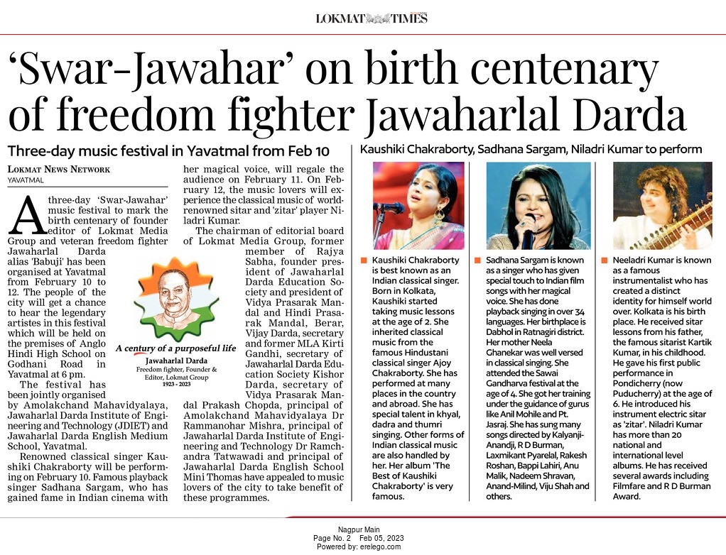 ‘Swar-Jawahar’ on birth centenary of freedom fighter Jawaharlal Darda
